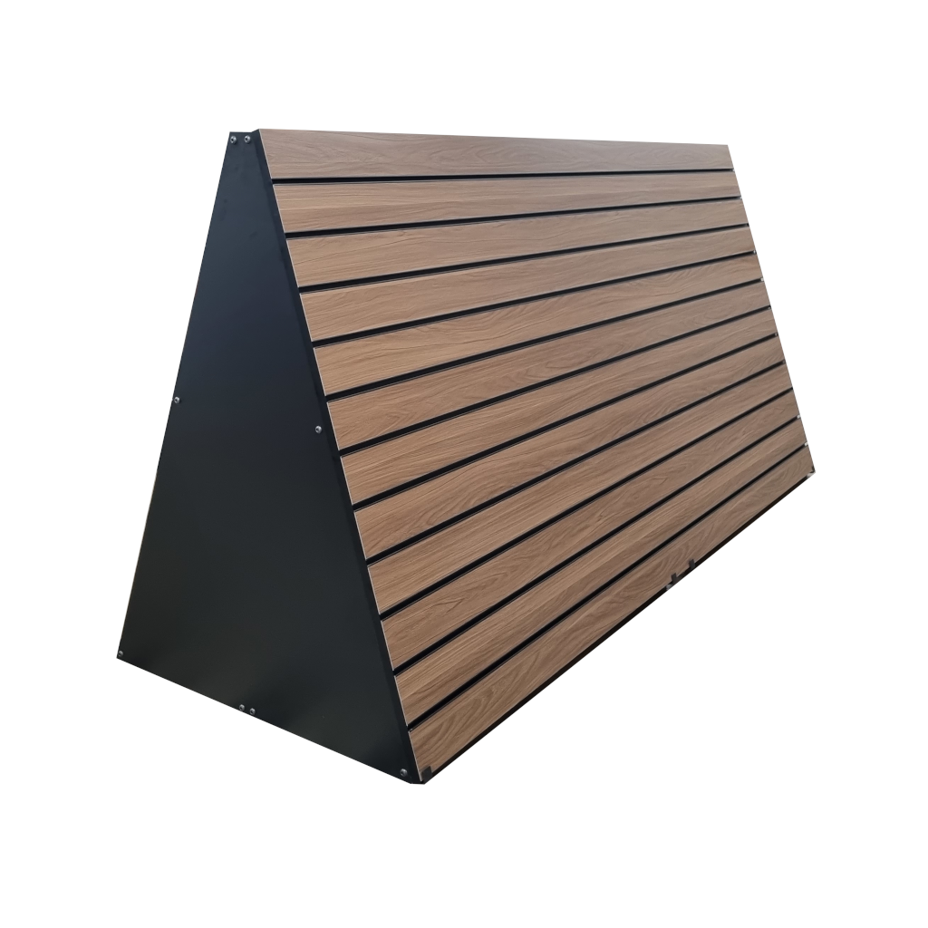 Freestanding Double Sided Slatwall A Frame Gondola, Dark Walnut With Black Inserts