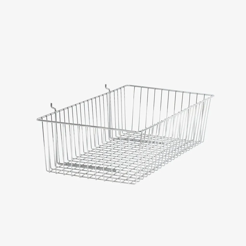 Chrome Slatwall – Pegboard Basket 600 x 300 x 150mm