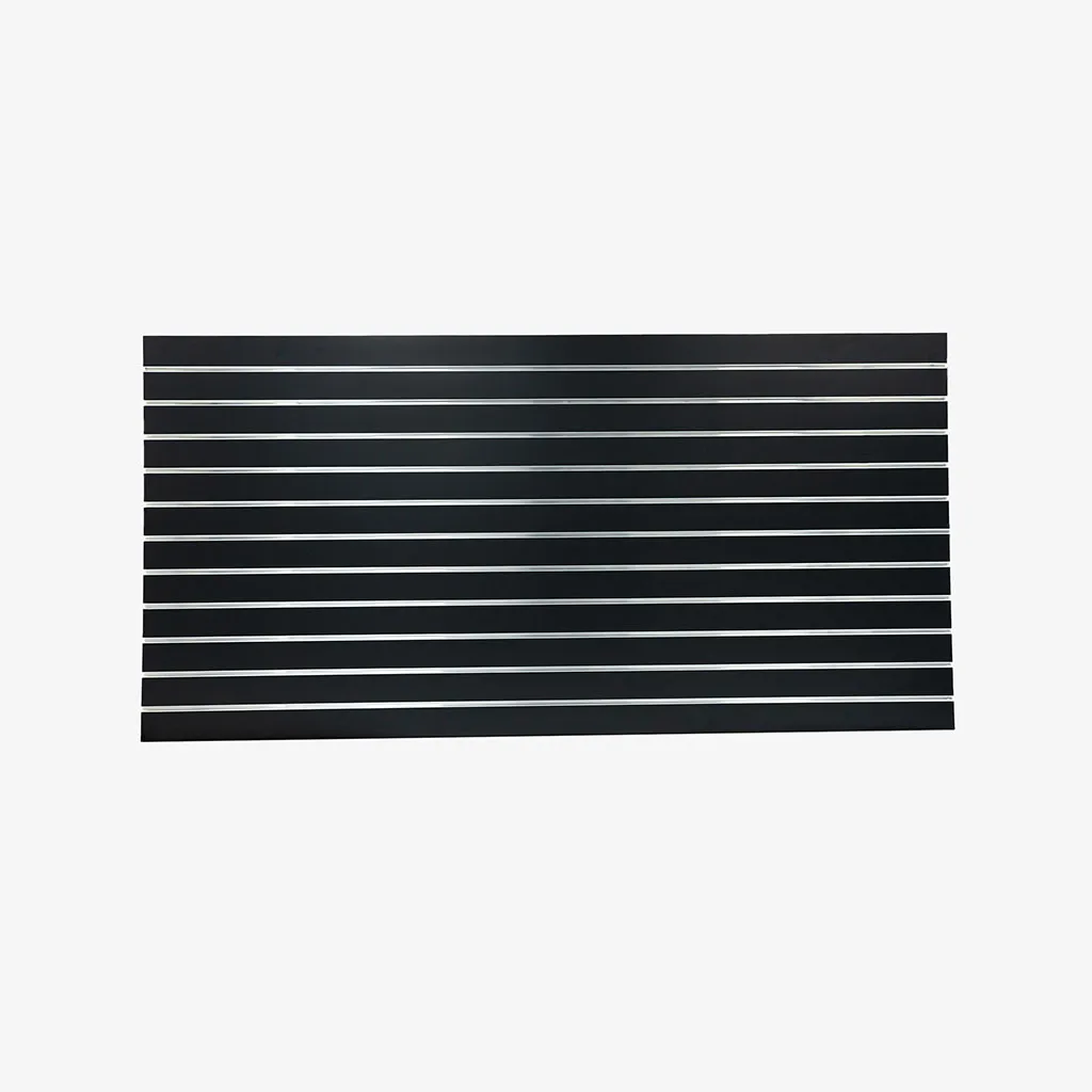 Black Matte Landscape Horizontal Slatwall with Silver Aluminium Inserts