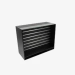 Retail Counter with Slatwall Face and Glass Top in Black, 1200mm