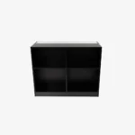 Retail Counter with Slatwall Face and Glass Top in Black, 1200mm