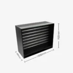 Retail Counter with Slatwall Face and Glass Top in Black, 1200mm