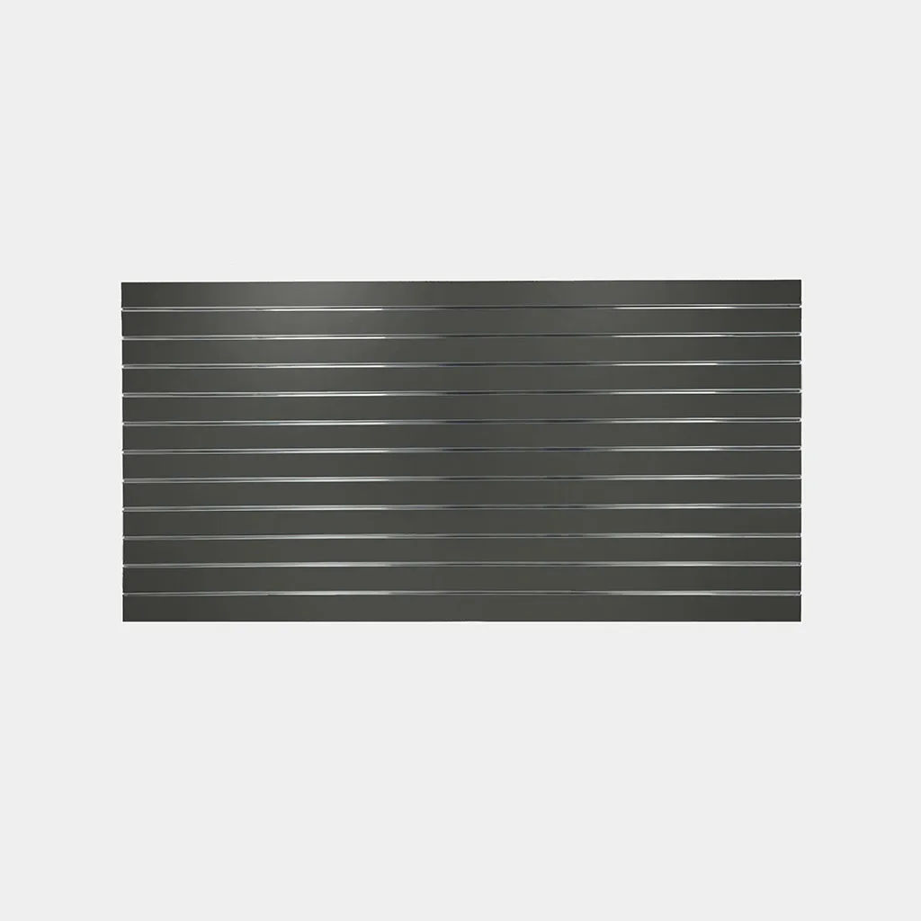 Charcoal Matte Landscape Horizontal Slatwall with Silver Inserts