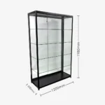 Black Glass Display Showcase Cabinet 1200mm