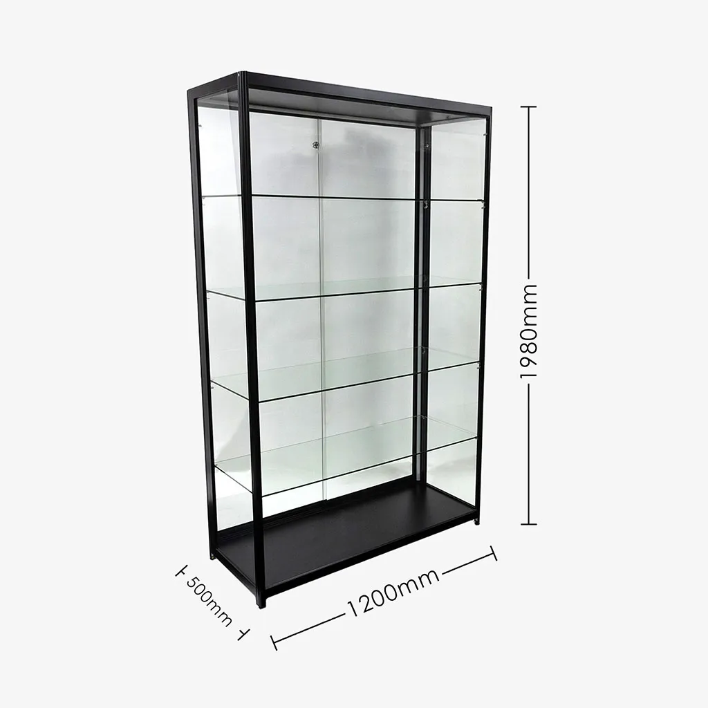 Black Glass Display Showcase Cabinet 1200mm