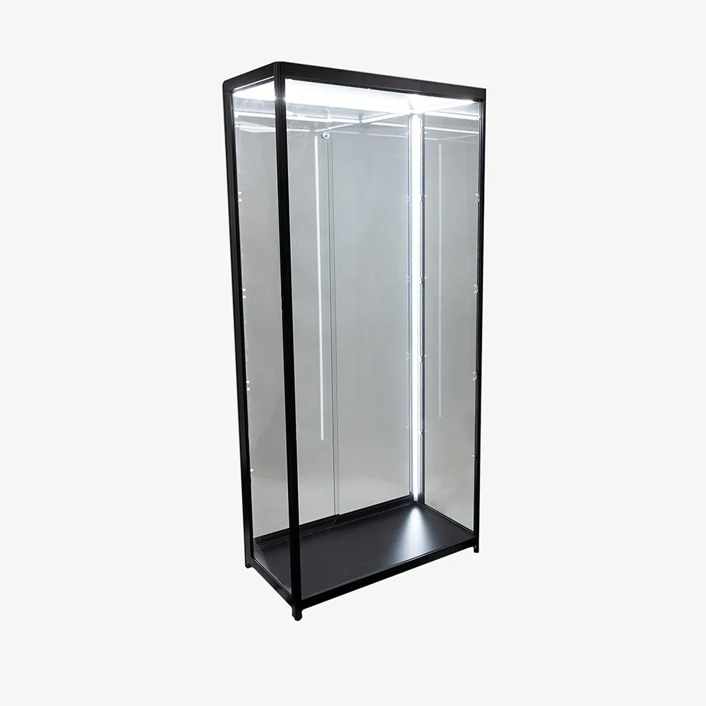 Black Glass Display Showcase Cabinet 900mm