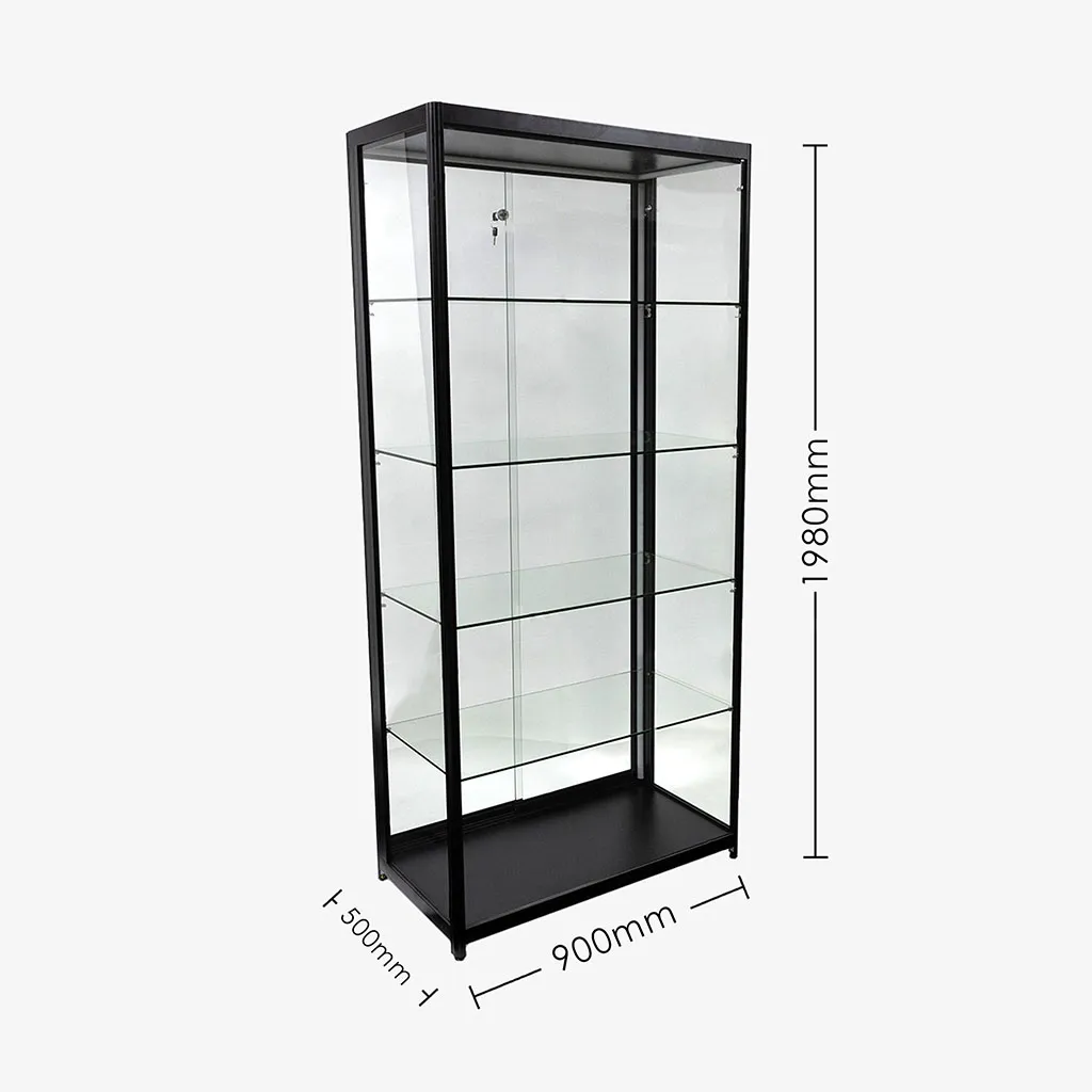 Black Glass Display Showcase Cabinet 900mm
