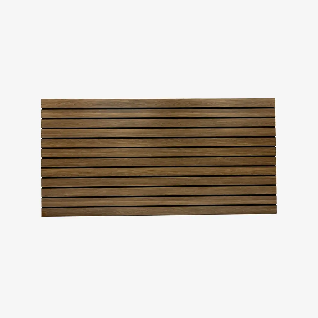 Dark Walnut Matte Landscape Horizontal Slatwall with Black Aluminium Inserts