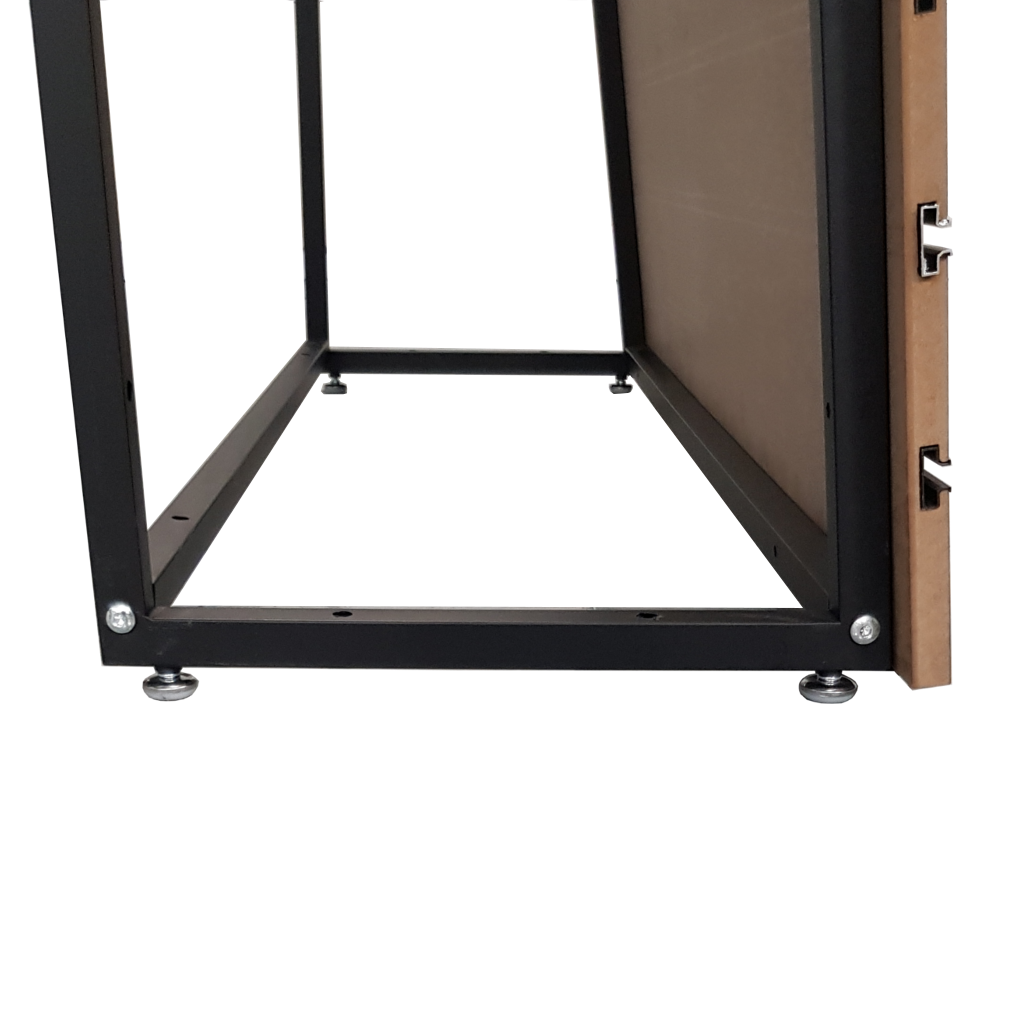 Free standing angled slatwall frame