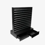 Black Double Sided Centre Bay Gondola with Silver Inserts and Drawers