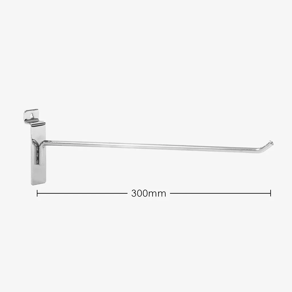 300mm Heavy Duty Chrome Slatwall Hook