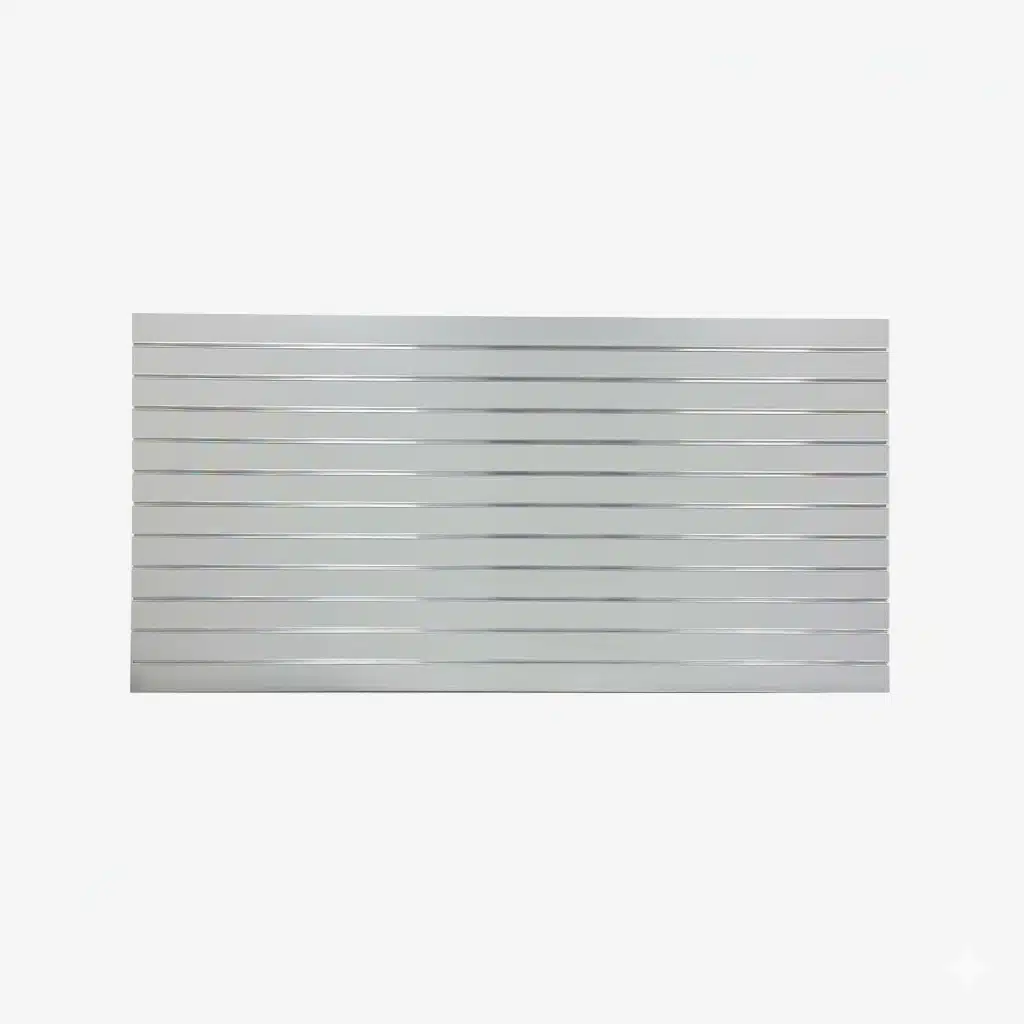 Light Grey Matt Landscape Slatwall with Silver Inserts