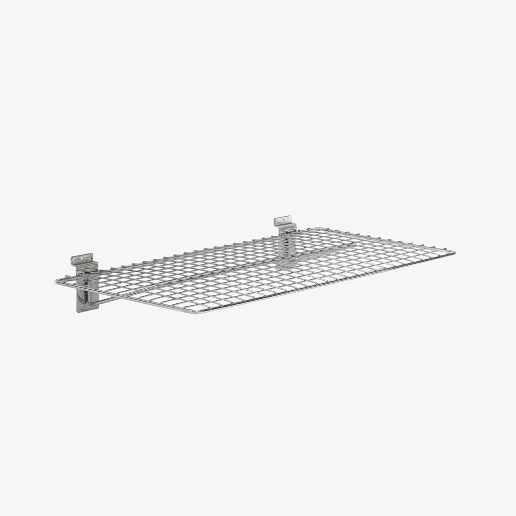 Chrome Slatwall Metal Mesh Shelf 600mm x 300mm