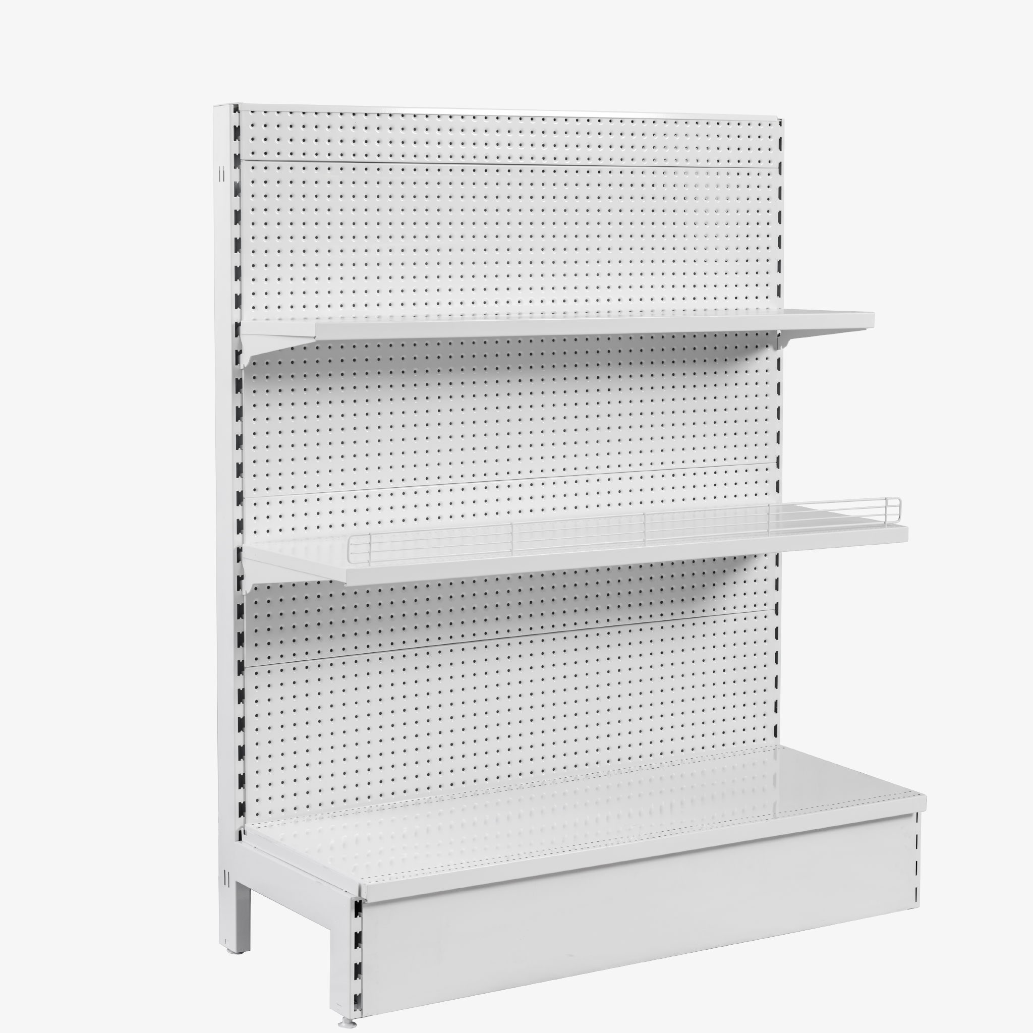 White Metal Gondola Shelf with Angle Adjustable Brackets, 1200mm x 300mm