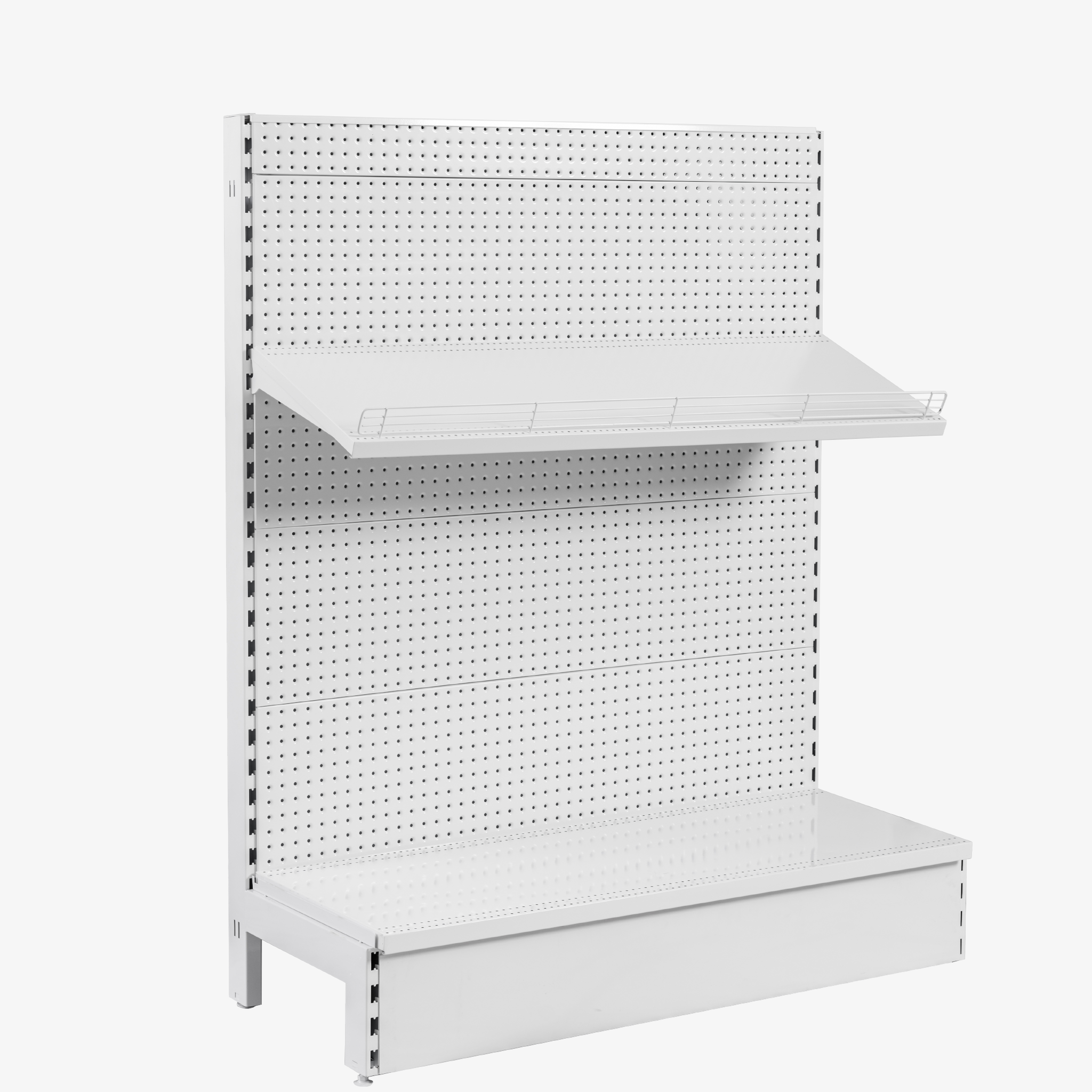 White Metal Gondola Shelf with Angle Adjustable Brackets, 1200mm x 300mm