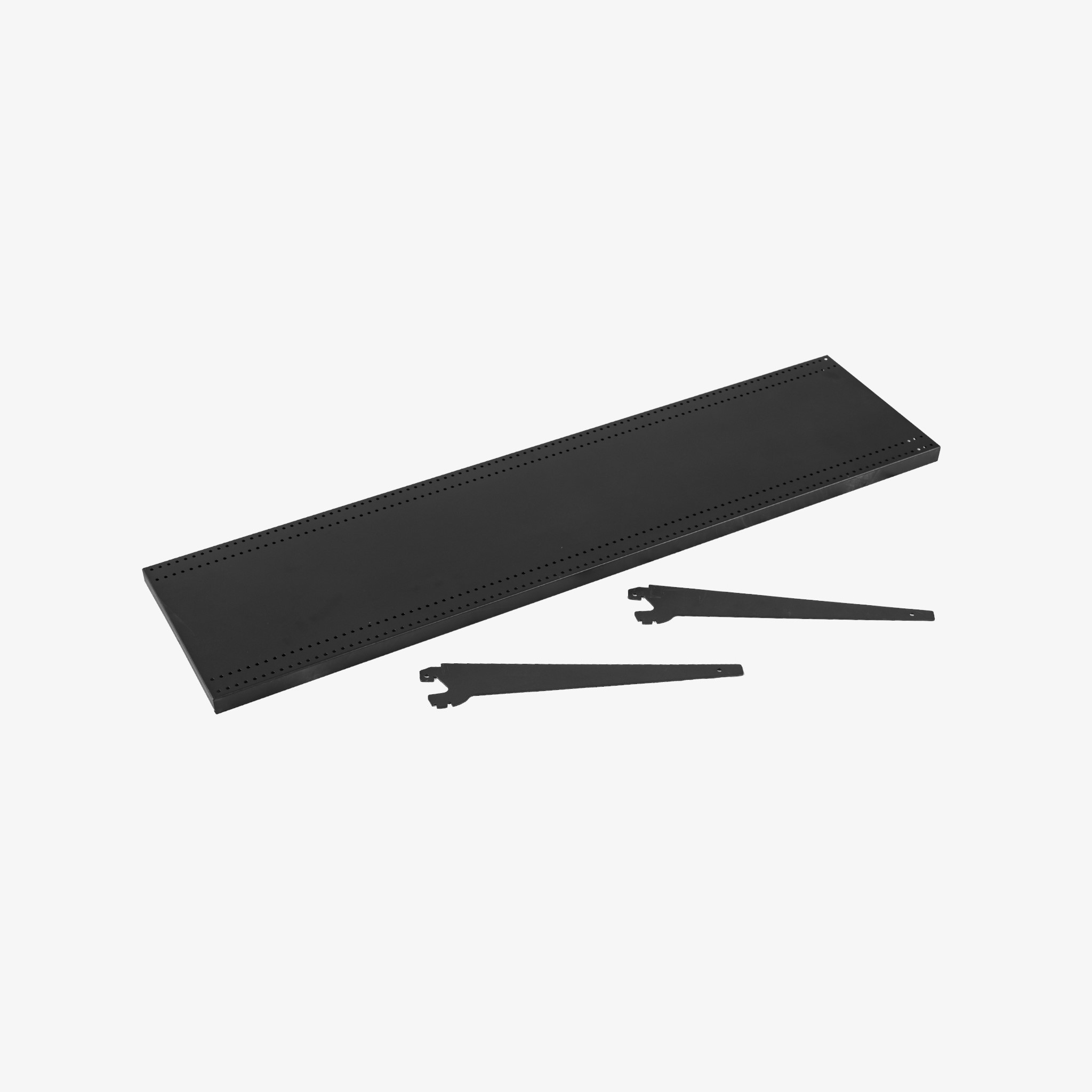 Black Metal Gondola Shelf with Angle Adjustable Brackets, 1200mm x 300mm