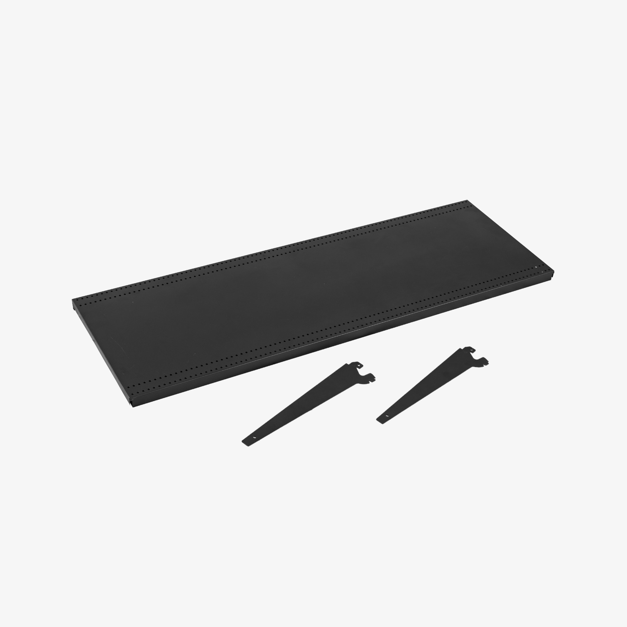 Black Metal Gondola Shelf with Angle Adjustable Brackets, 1200mm x 400mm