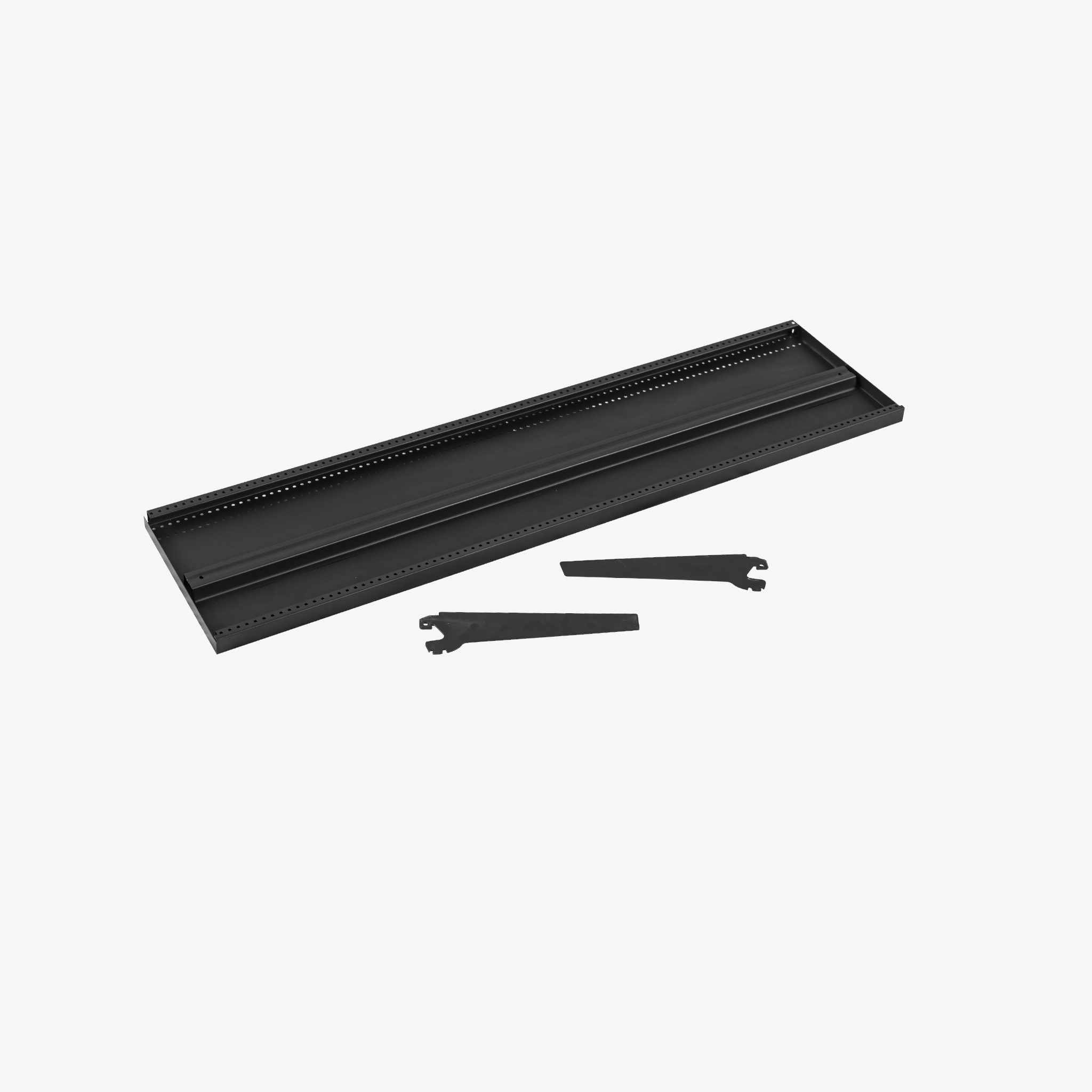 Black Metal Gondola Shelf with Angle Adjustable Brackets, 1200mm x 300mm
