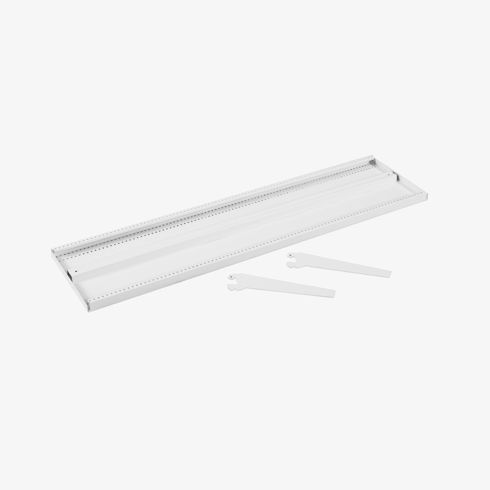White Metal Gondola Shelf with Angle Adjustable Brackets, 1200mm x 300mm