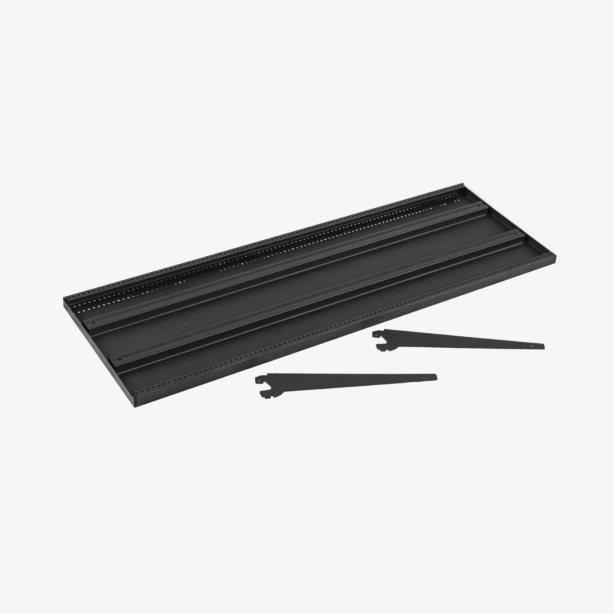 Black Metal Gondola Shelf with Angle Adjustable Brackets, 1200mm x 400mm