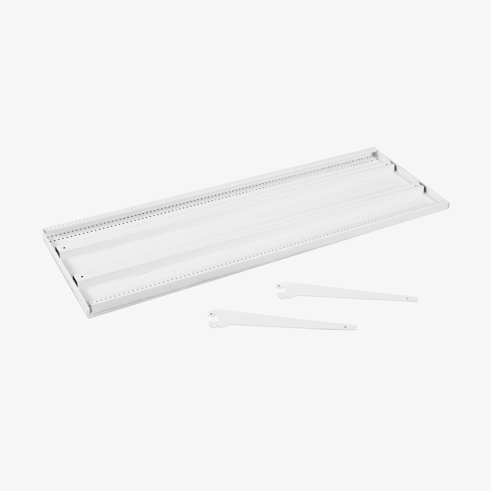 White Metal Gondola Shelf with Angle Adjustable Brackets, 1200mm x 400mm