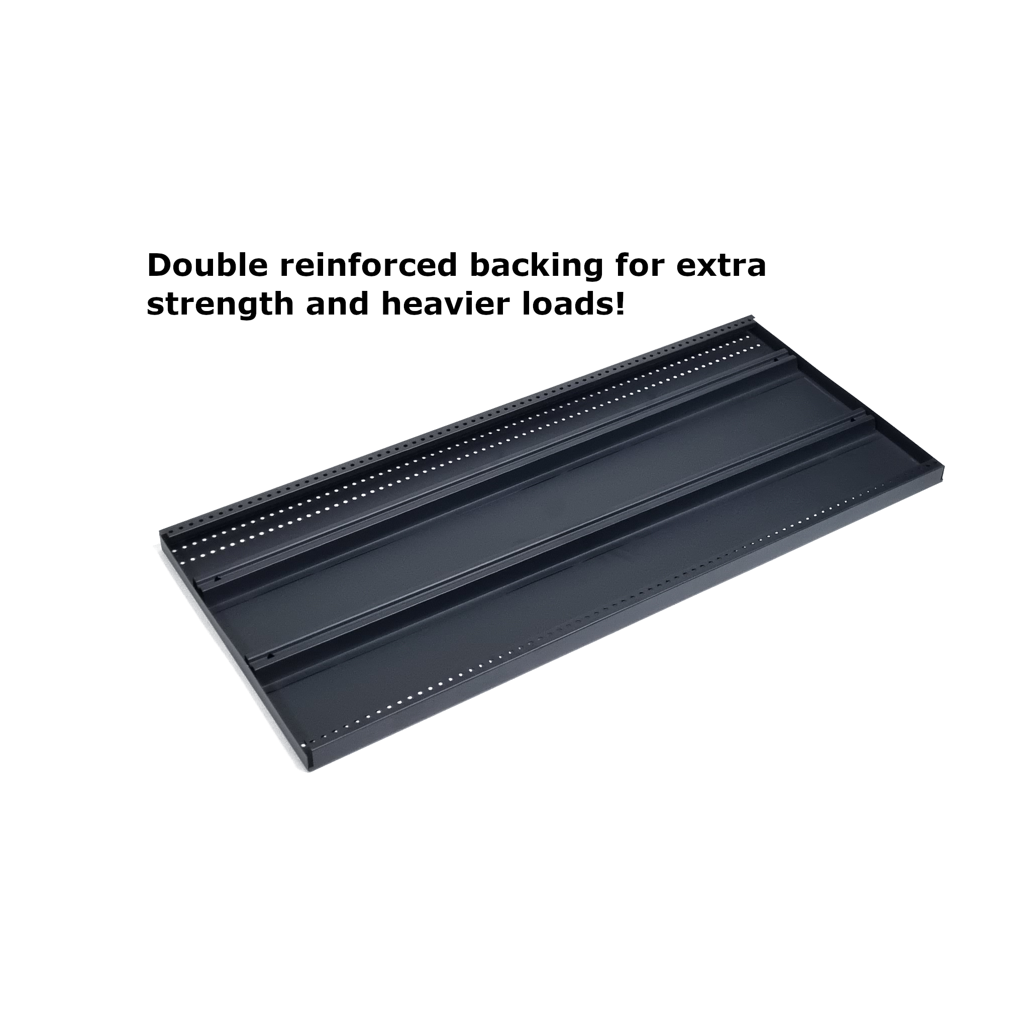 Black Metal Gondola Shelf with Angle Adjustable Brackets, 900mm x 300mm