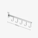 Slatwall Handbag Chrome Angled Arm with 5 hooks