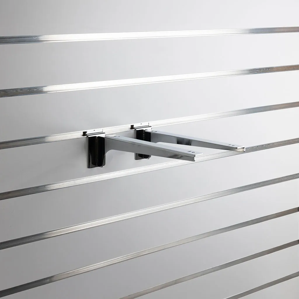 Slatwall Chrome Heavy Duty Bracket Pair 300mm