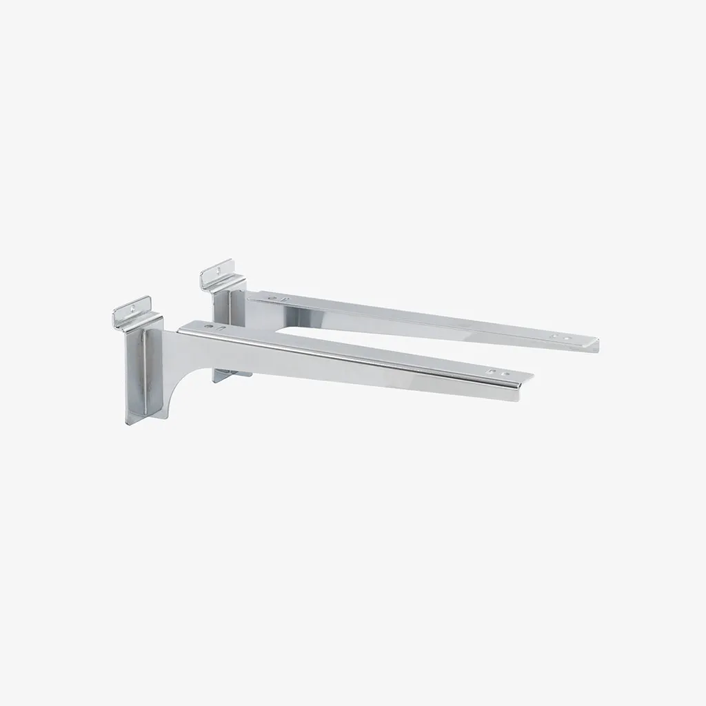 Slatwall Chrome Heavy Duty Bracket Pair 300mm