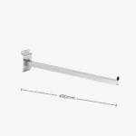 Slatwall Chrome Straight Display Arm/Bracket Square Profile 400mm