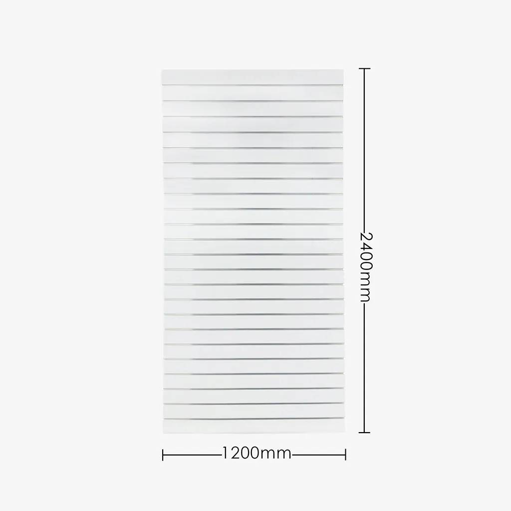 White Matte Portrait Vertical Slatwall with Silver Aluminium Inserts