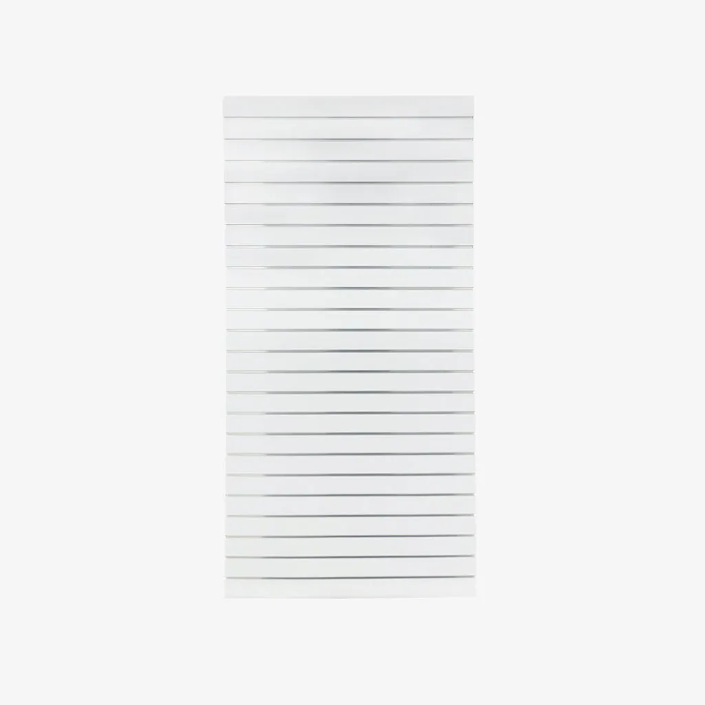 White Matte Portrait Vertical Slatwall with Silver Aluminium Inserts