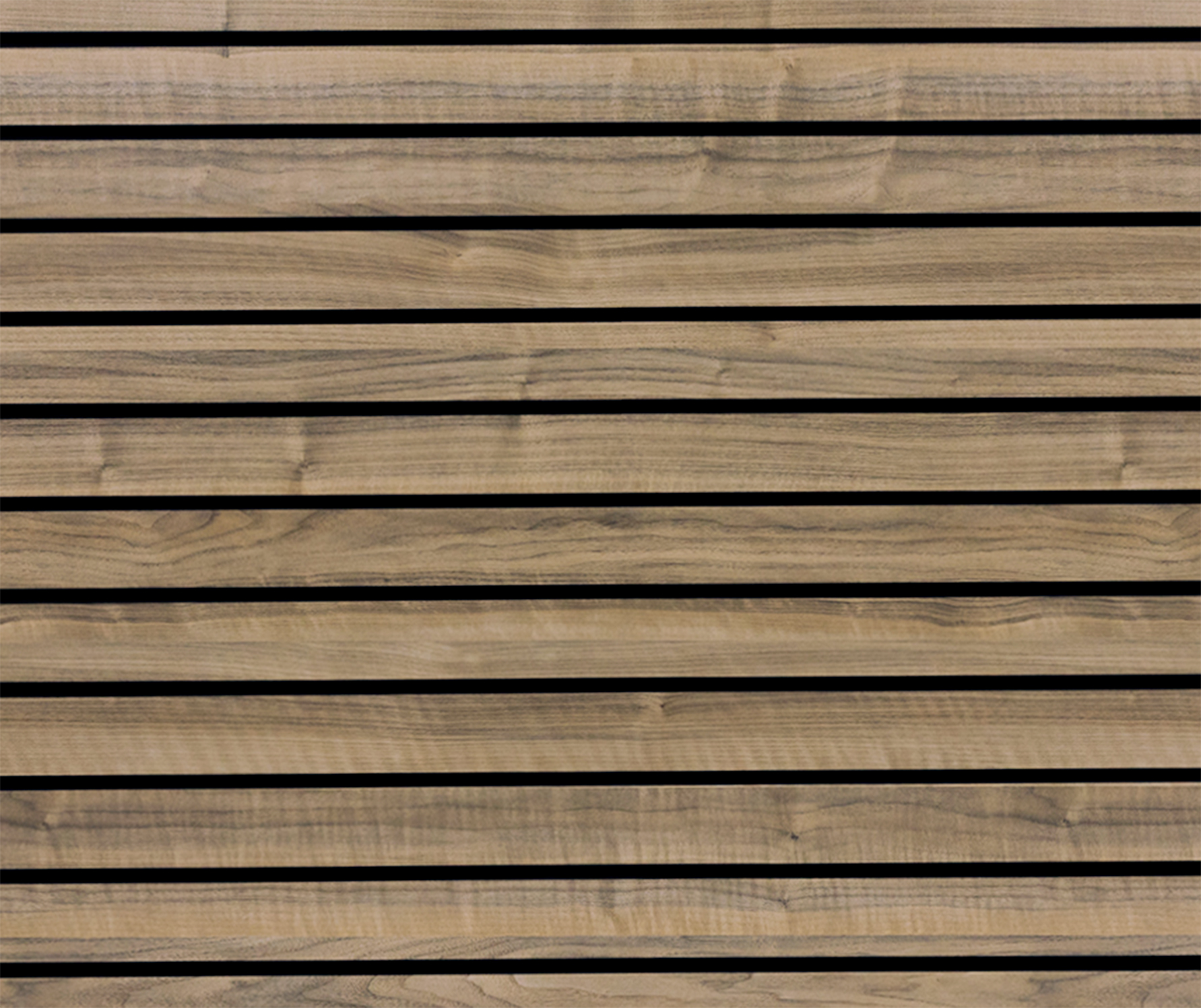 Walnut Matte Landscape Horizontal Slatwall with Black Aluminium Inserts