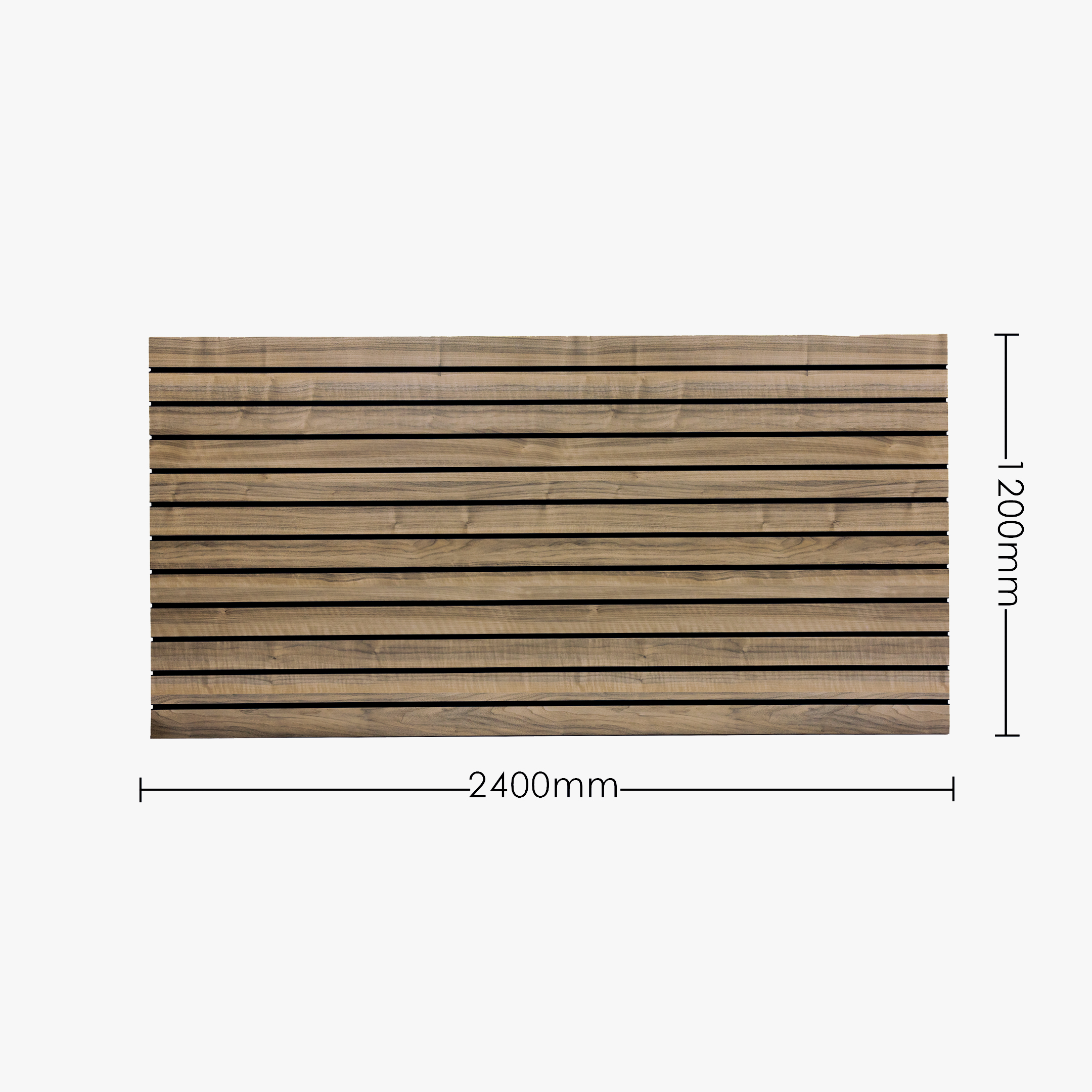 Walnut Matte Landscape Horizontal Slatwall with Black Aluminium Inserts