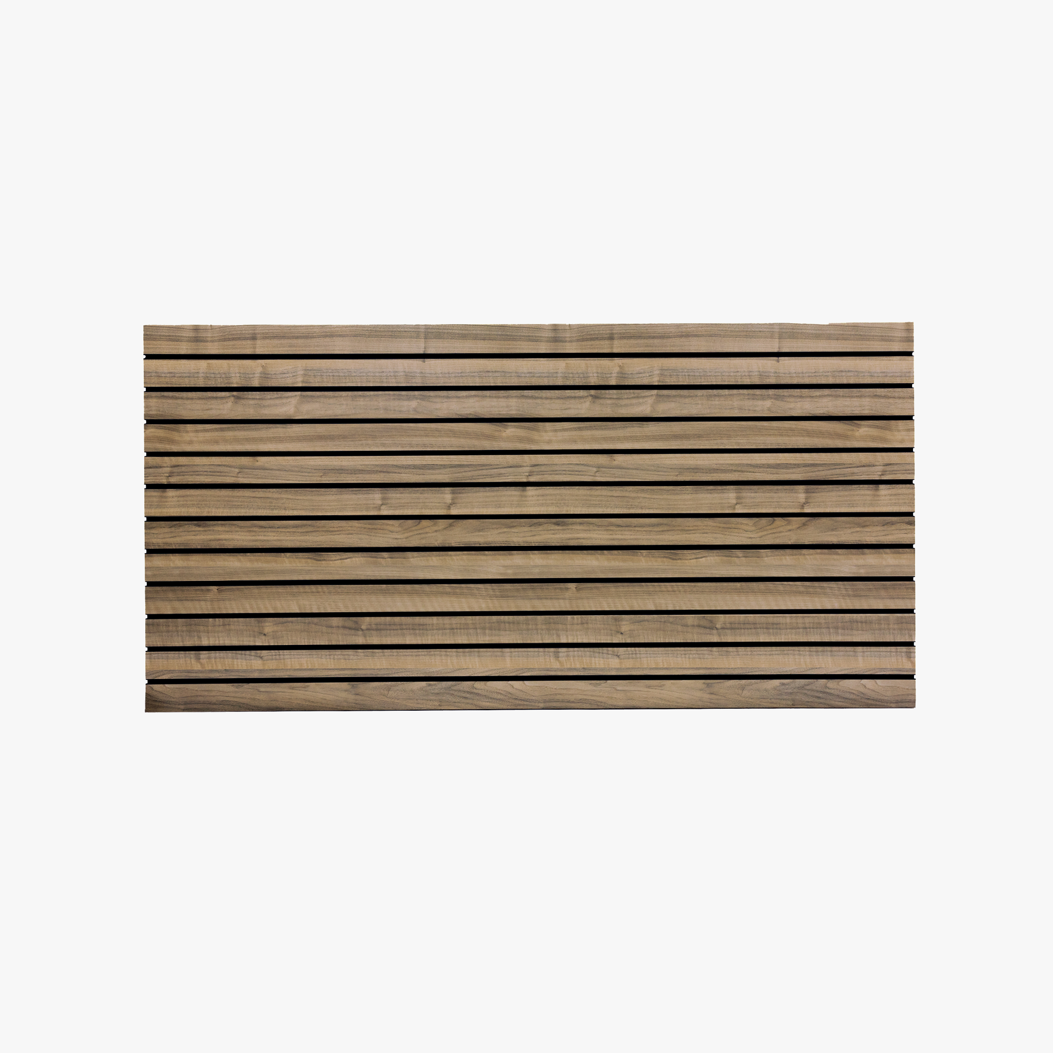 Walnut Matte Landscape Horizontal Slatwall with Black Aluminium Inserts
