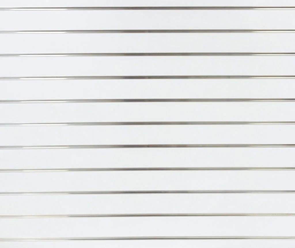 White Matte Portrait Vertical Slatwall with Silver Aluminium Inserts