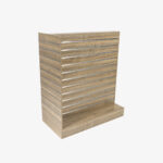 Walnut Double Sided End Bay Slatwall Gondola With Silver Inserts.