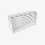 White Retail Counter with Slatwall Face and Glass Top, 1800mm