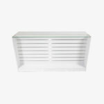 White Retail Counter with Slatwall Face and Glass Top, 1800mm