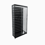 Black Slatwall Glass Display Cabinet – 900 W x 500 D x 1980mm H