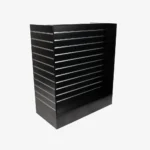 Black Double Sided H Frame Gondola with Silver Inserts and Drawers