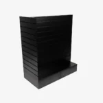 Black Double Sided End Bay Gondola with Drawers and Black Inserts.