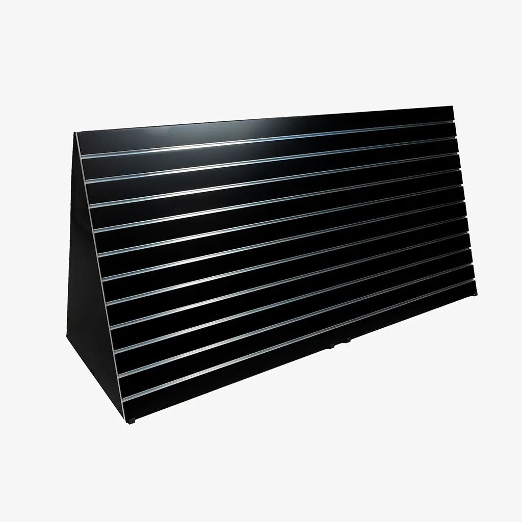 Freestanding Double Sided Slatwall A Frame Gondola, Black with Silver Inserts