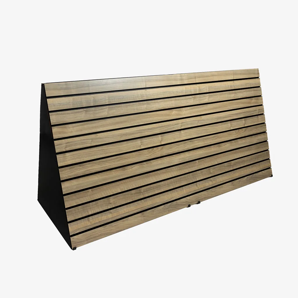 Freestanding Double Sided Slatwall A Frame Gondola, Walnut with Black Inserts