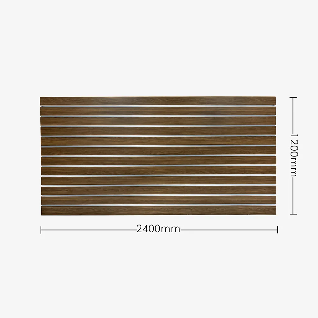 Dark Walnut Matte Landscape Horizontal Slatwall with White Aluminium Inserts
