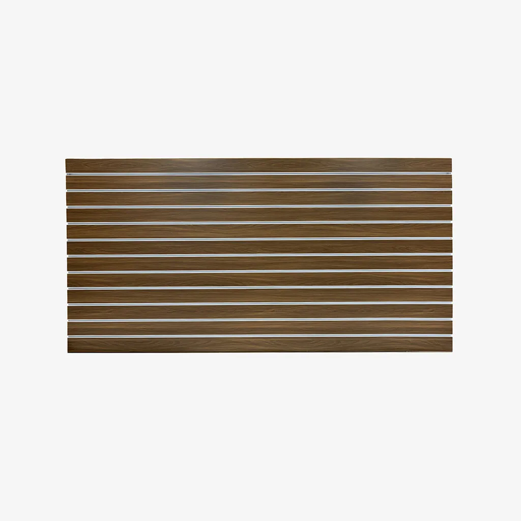 Dark Walnut Matte Landscape Horizontal Slatwall with White Aluminium Inserts