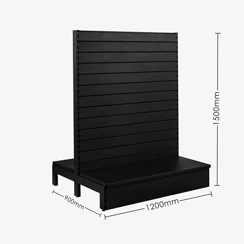 Black Double Sided Slatwall Gondola Shelving – 1200mm wide Modules