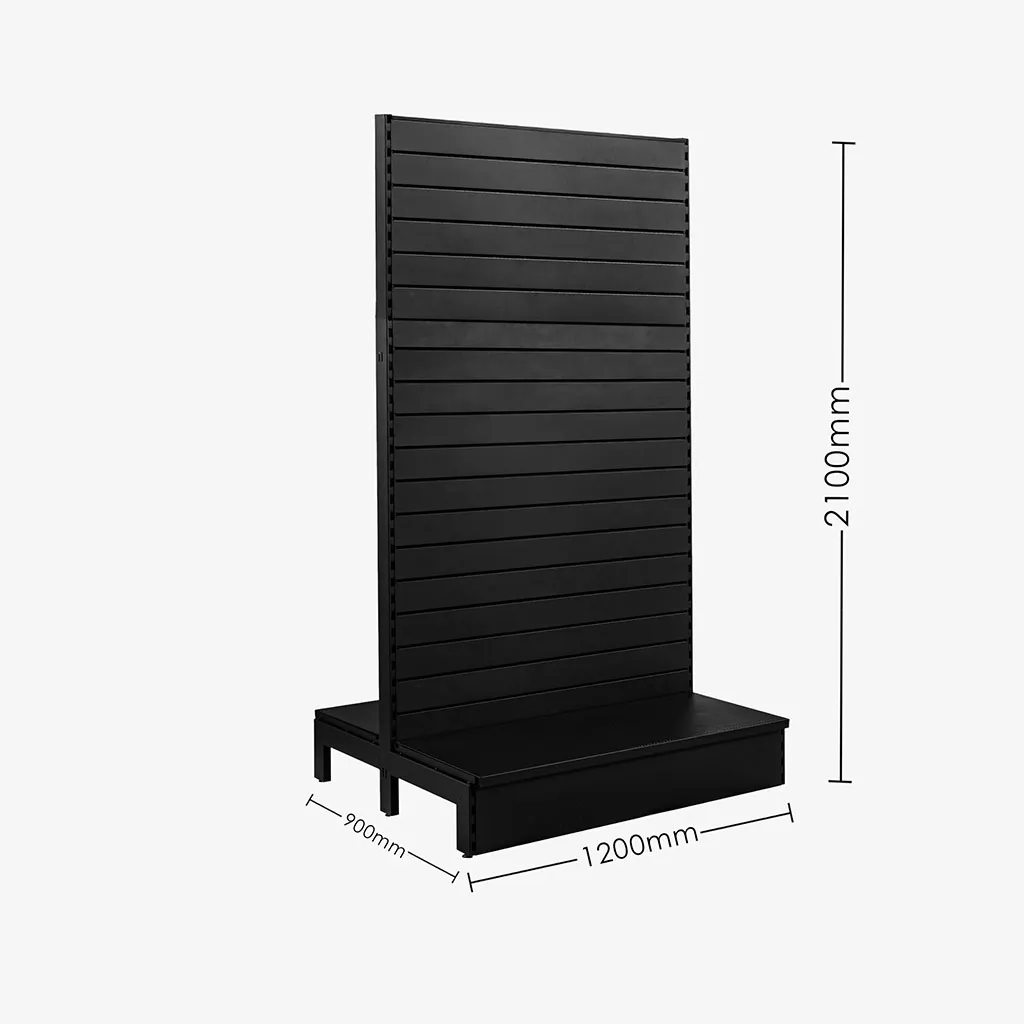Black Double Sided Slatwall Gondola Shelving – 1200mm wide Modules