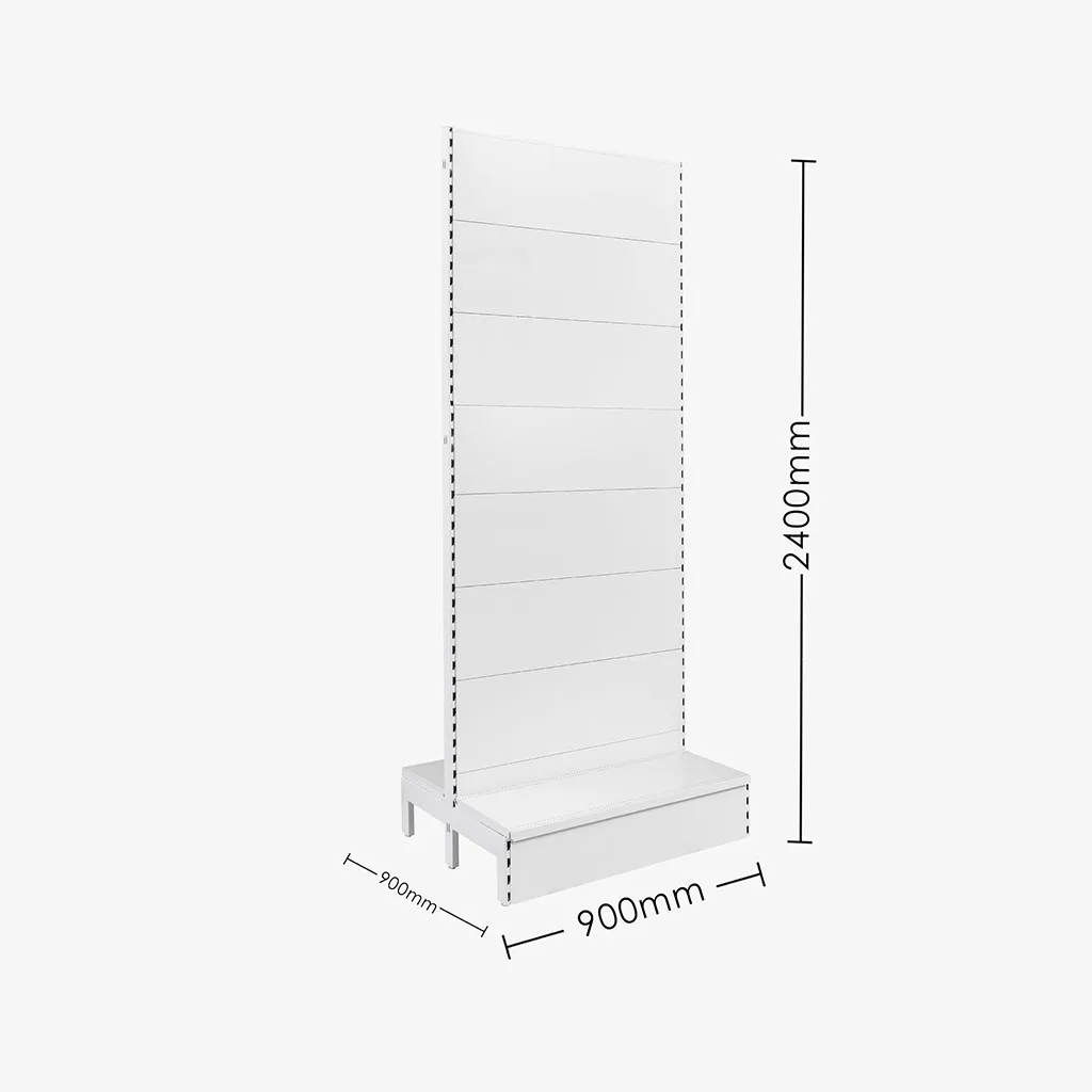 White Double Sided Plain Panel Gondola Shelving – 900mm Wide Modules