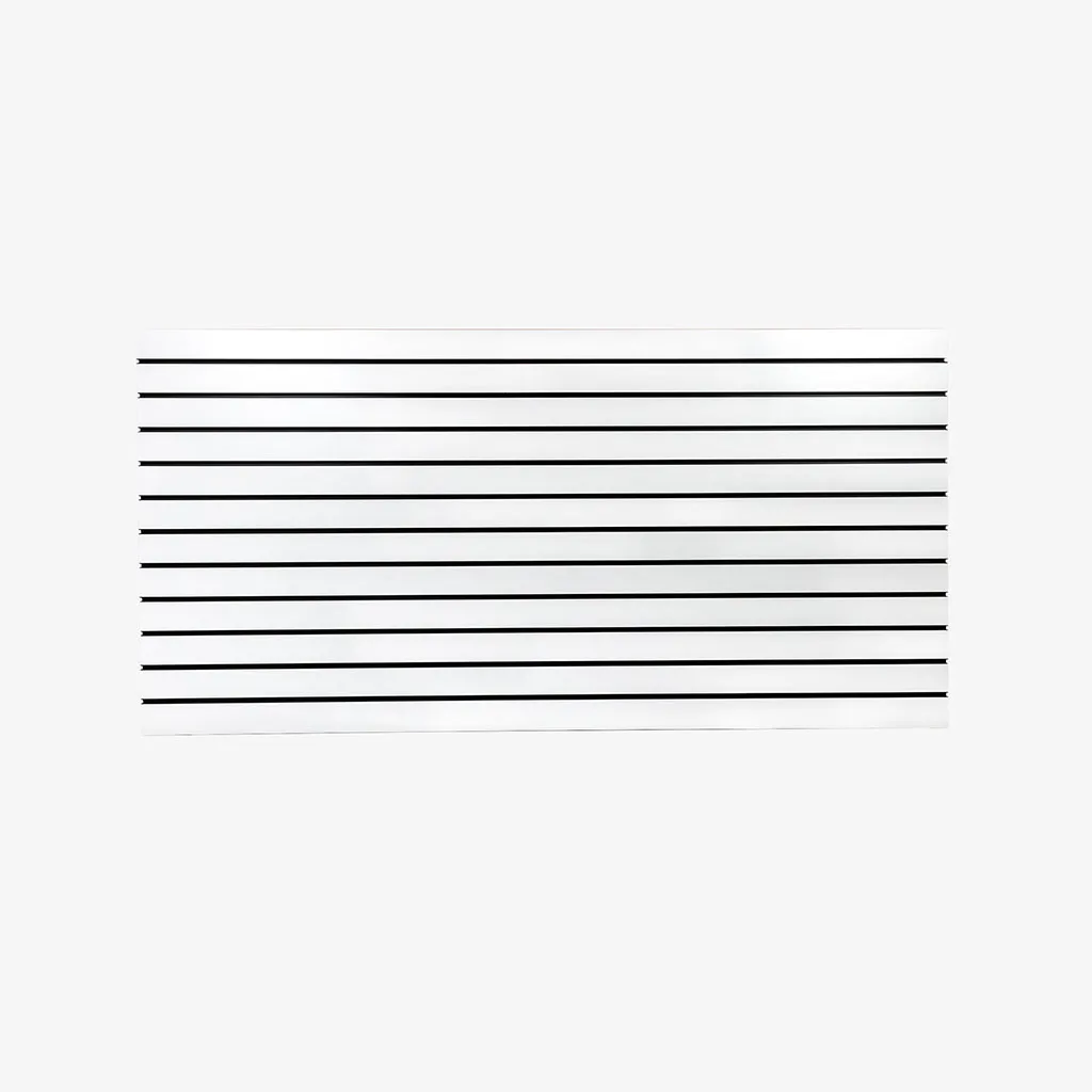 White Matte Landscape Horizontal Slatwall with Black Aluminium Inserts